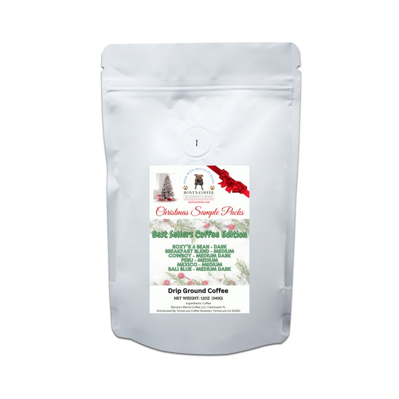 Christmas Best Sellers Sample Pack: Roxy's 6 Bean, Cowboy, Breakfast, Peru, Mexico, Bali Blue