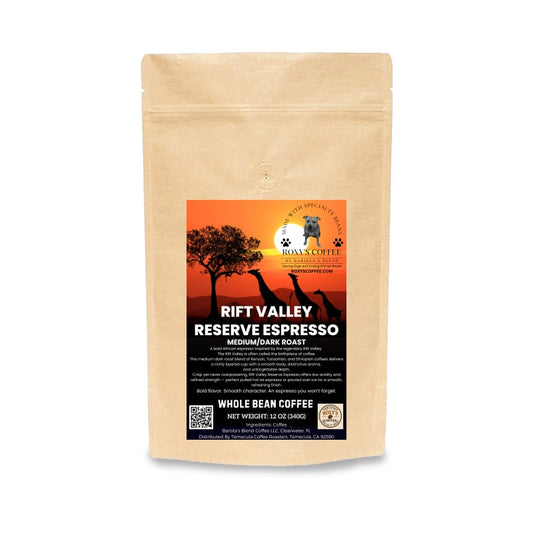 Rift Valley Reserve Espresso - Dark Roast Blend from Kenya, Tanzania, & Ethiopia