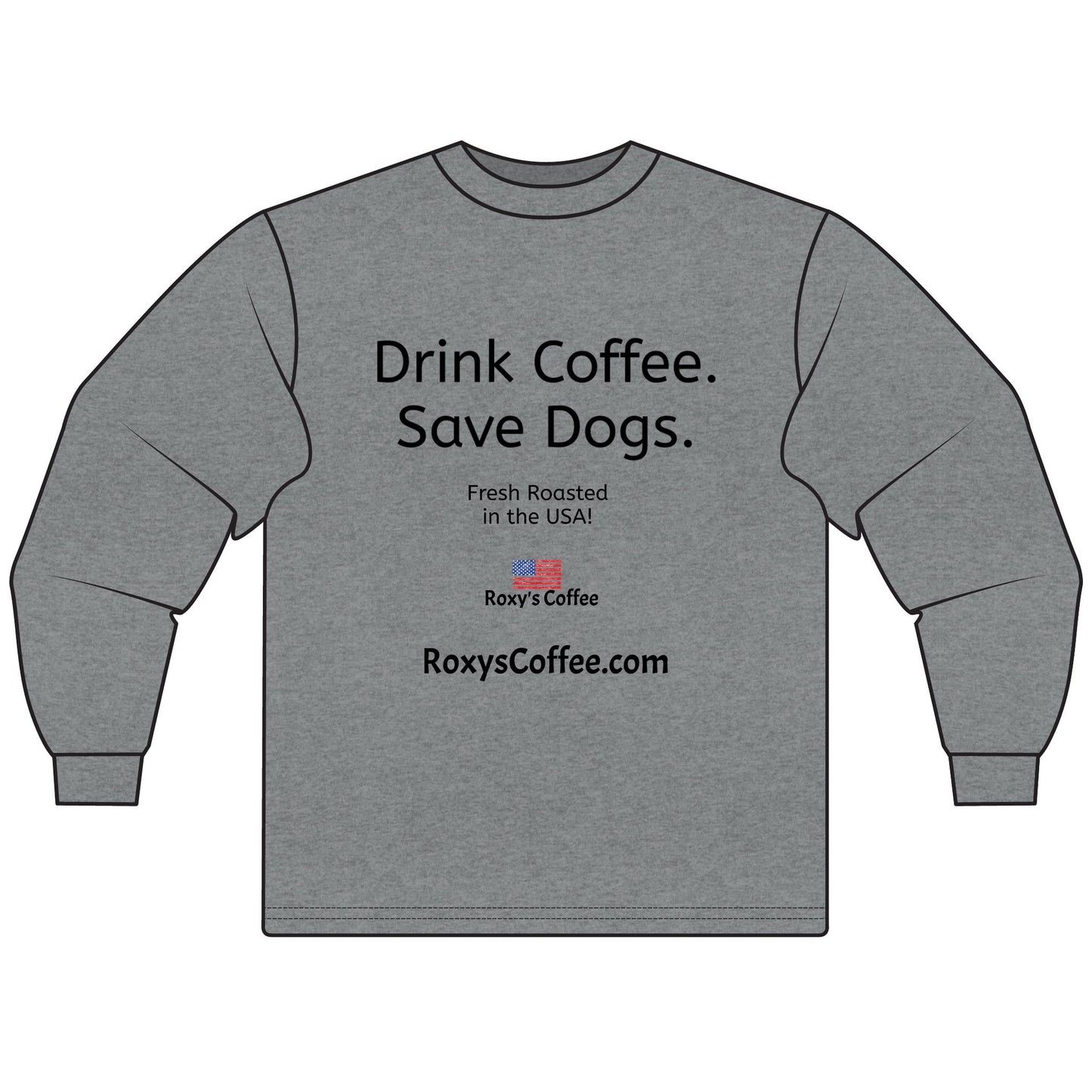 Coffee Lovers' Unisex Long Sleeve T-Shirt, Drink Coffee Save Dogs Tee, Pet Lovers Gift, Animal Rescue Apparel, Coffee Shop Merch