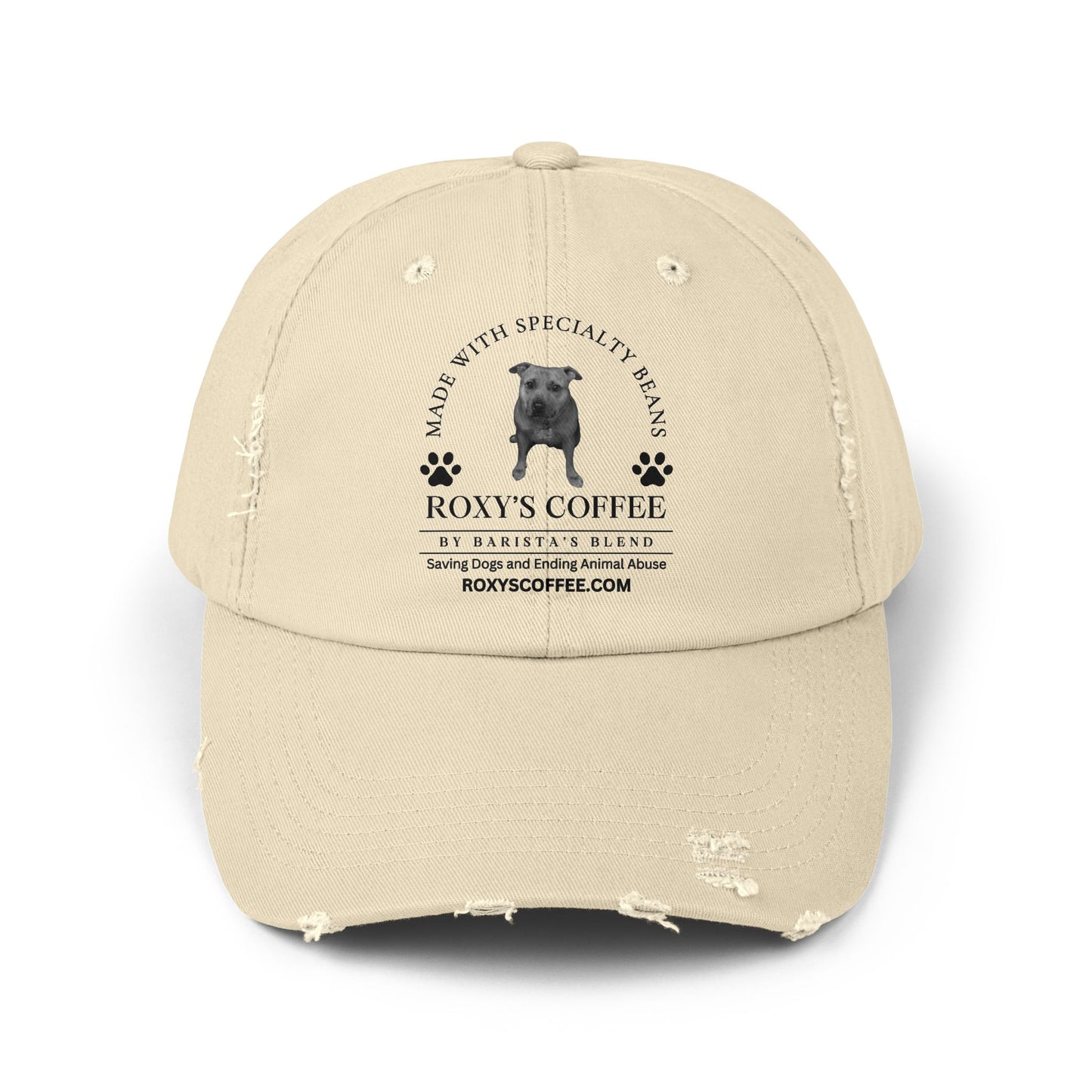 Roxy's Coffee Unisex Distressed Cap - Stylish Dog Lover Hat for Animal Support