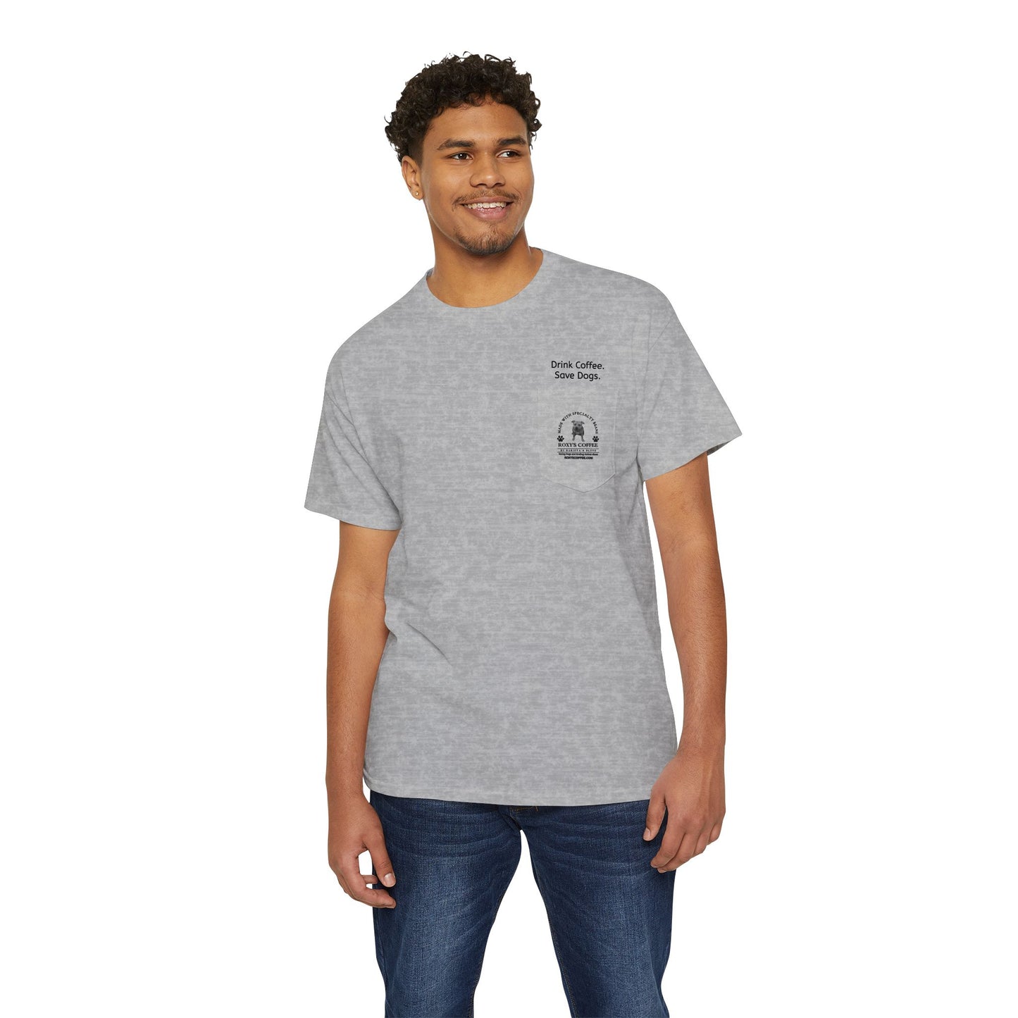 Pocket Tee Support Dog Rescue Unisex Heavy Cotton