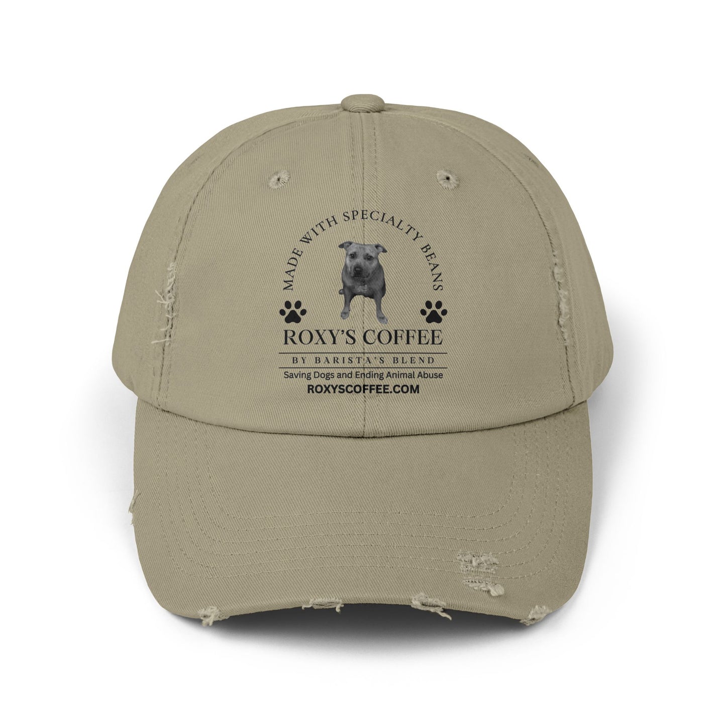 Roxy's Coffee Unisex Distressed Cap - Stylish Dog Lover Hat for Animal Support