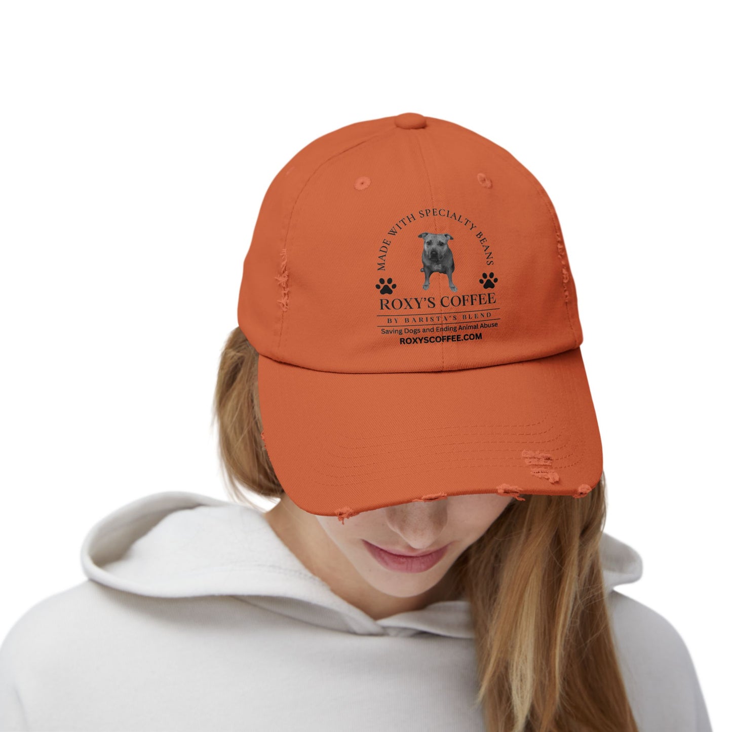 Roxy's Coffee Unisex Distressed Cap - Stylish Dog Lover Hat for Animal Support