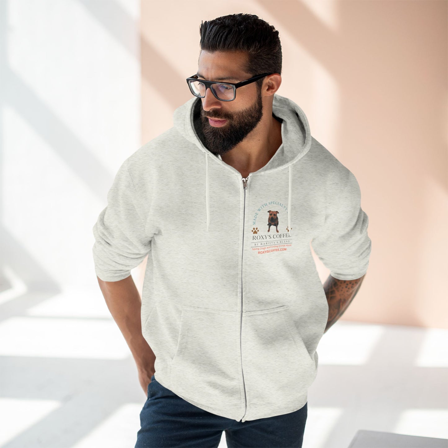 Roxy's Coffee Unisex Zip Hoodie - Cozy Dog Lover Apparel