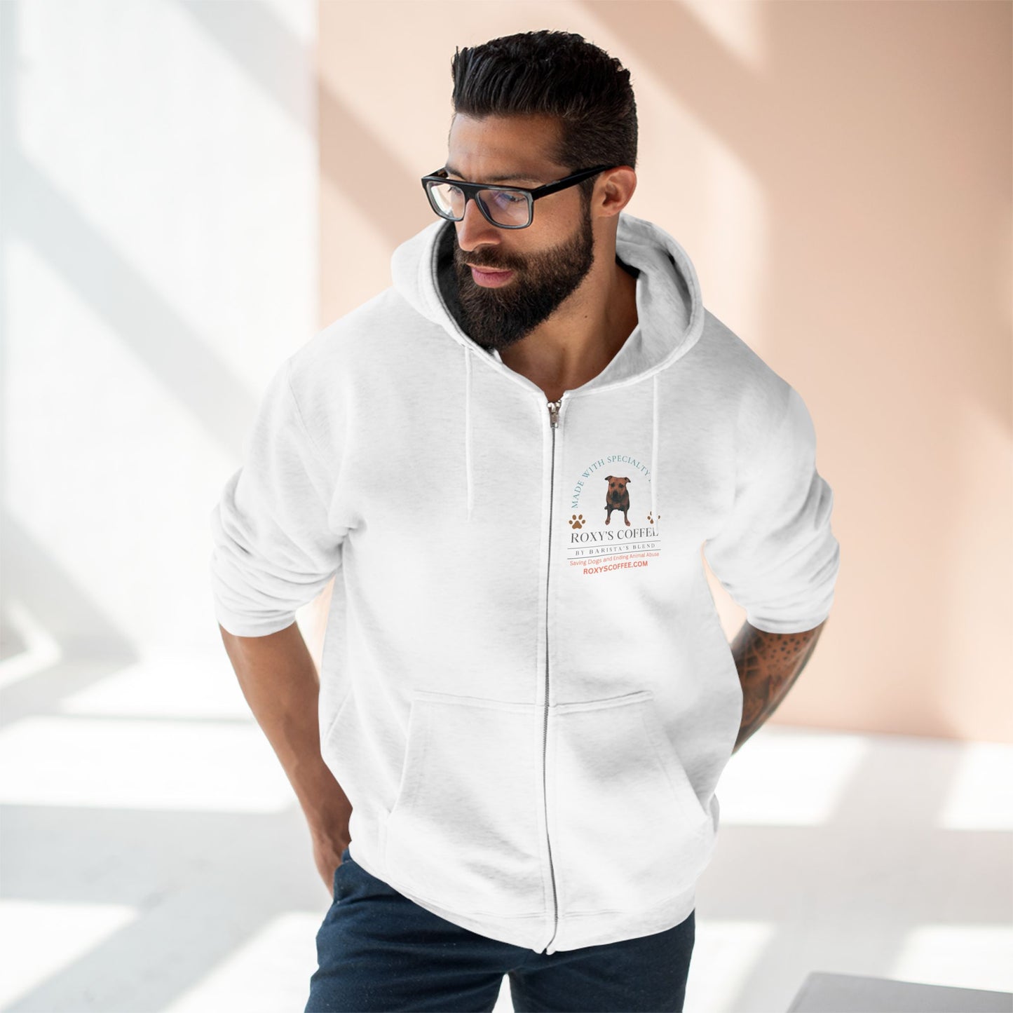 Roxy's Coffee Unisex Zip Hoodie - Cozy Dog Lover Apparel