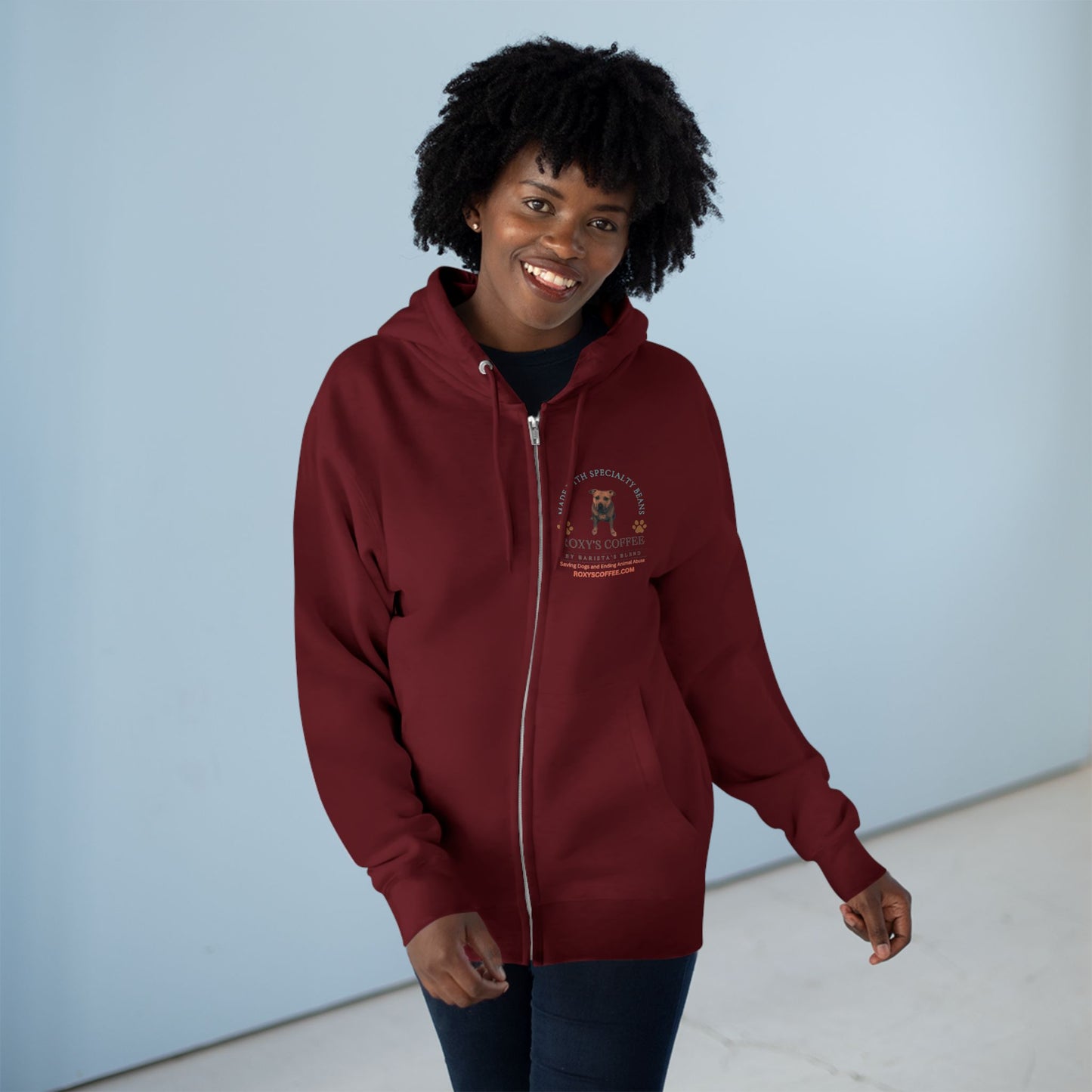 Roxy's Coffee Unisex Zip Hoodie - Cozy Dog Lover Apparel