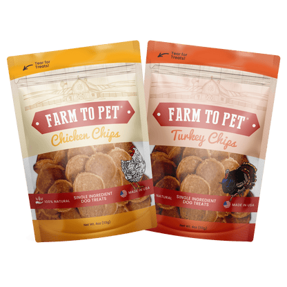 Turkey & Chicken Chip Dog Treat Duo | Single-Ingredient Poultry Treats for Dogs