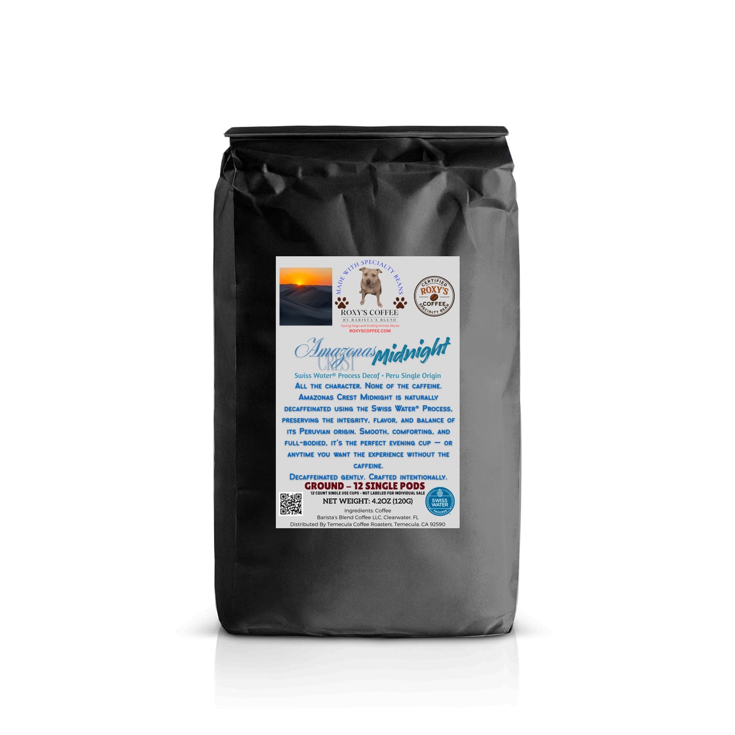 Amazonas Crest Decaf - 12 pack Coffee Pods - Sourced from Peru